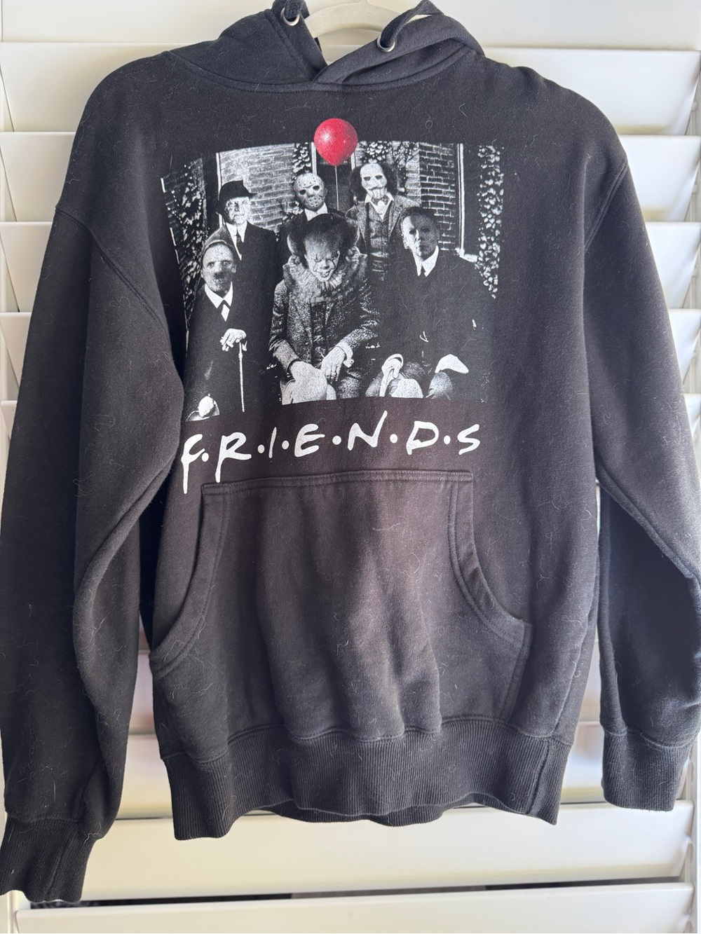 Black FRIENDS Graphic Crewneck Hoodie - Men's Pullover Sweatshirt